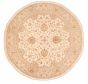Bordered  Traditional Ivory Area rug Round Pakistani Hand-knotted 375495
