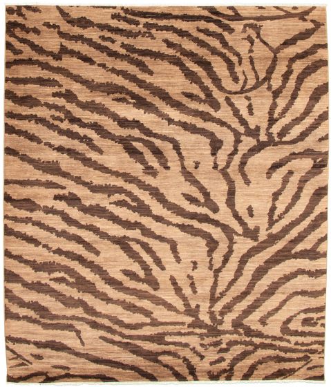 Casual  Contemporary Brown Area rug 6x9 Pakistani Hand-knotted 338714