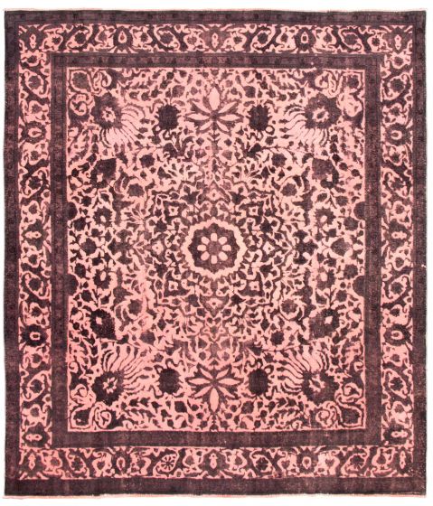 Bordered  Transitional Pink Area rug 9x12 Turkish Hand-knotted 342174