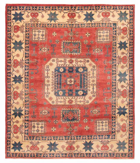 Geometric  Traditional Red Area rug 6x9 Afghan Hand-knotted 391782