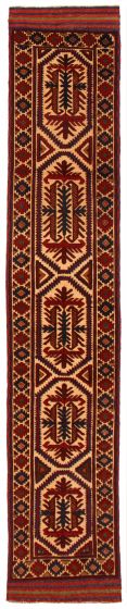 Bordered  Tribal Red Runner rug 12-ft-runner Afghan Hand-knotted 366464
