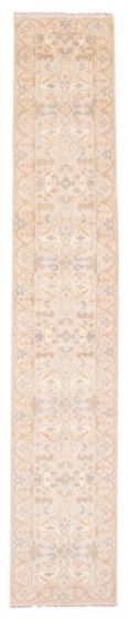 Bordered  Traditional Grey Runner rug 14-ft-runner Indian Hand-knotted 377284