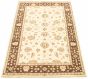 Bordered  Traditional Ivory Area rug 5x8 Indian Hand-knotted 318327
