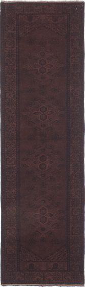 Geometric  Transitional Brown Runner rug 11-ft-runner Turkish Hand-knotted 230129