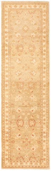 Bordered  Traditional Brown Runner rug 10-ft-runner Pakistani Hand-knotted 336167