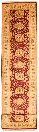 Bordered  Traditional Red Runner rug 12-ft-runner Pakistani Hand-knotted 336370
