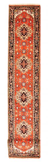 Bordered  Traditional Brown Runner rug 20-ft-runner Indian Hand-knotted 344328
