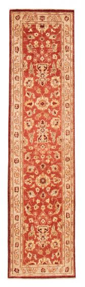 Bordered  Traditional Brown Runner rug 9-ft-runner Afghan Hand-knotted 379355