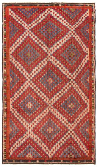 Flat-weaves & Kilims  Geometric Red Area rug Unique Turkish Flat-Weave 369879