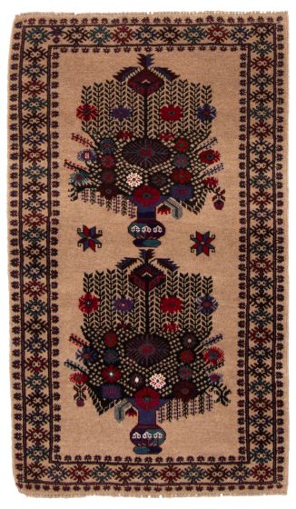 Bordered  Tribal Brown Area rug 3x5 Afghan Hand-knotted 372688