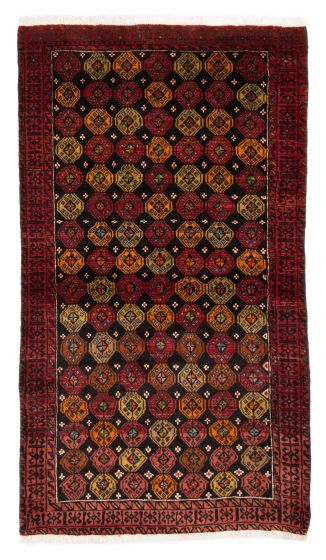 Bordered  Traditional Black Area rug 3x5 Afghan Hand-knotted 378904