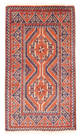 Bordered  Traditional Blue Area rug 3x5 Afghan Hand-knotted 380238