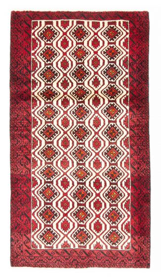 Bordered  Traditional Ivory Area rug 3x5 Persian Hand-knotted 380882