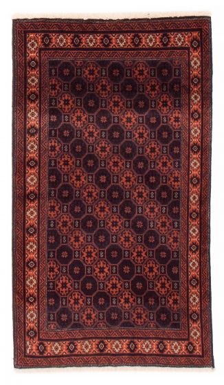 Bordered  Tribal Brown Area rug 3x5 Persian Hand-knotted 383550