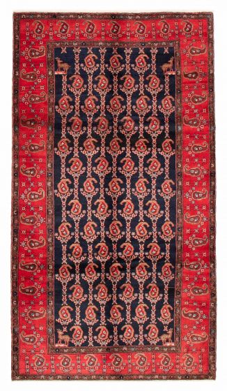 Bordered  Traditional Blue Area rug 6x9 Persian Hand-knotted 383790