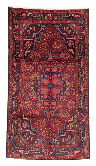 Bordered  Traditional Red Area rug 5x8 Persian Hand-knotted 383875