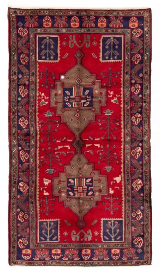 Bordered  Traditional Red Area rug 5x8 Persian Hand-knotted 383890