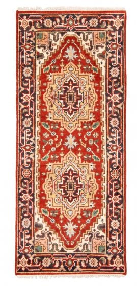 Bordered  Traditional Red Runner rug 6-ft-runner Indian Hand-knotted 377385