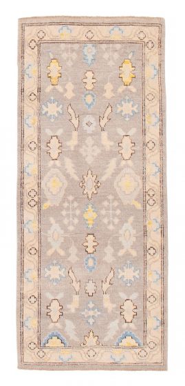 Bordered  Transitional Grey Runner rug 6-ft-runner Pakistani Hand-knotted 381613