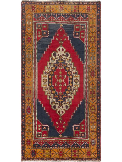 Turkish Anatolian Vintage 5'2" x 10'4" Hand-knotted Wool Rug 