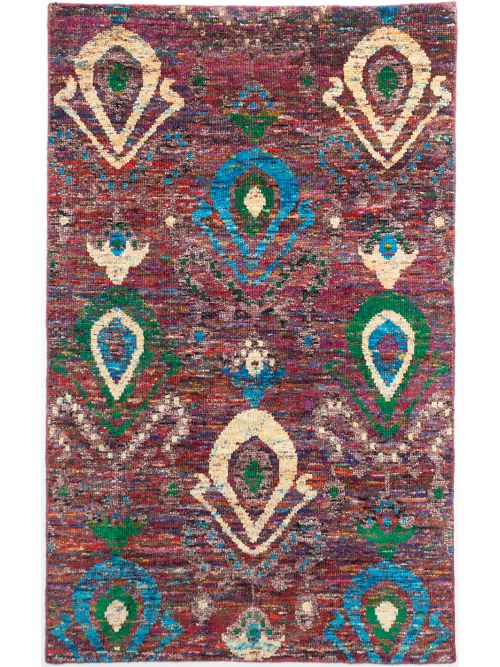 Indian Sari Silk 4'11" x 7'10" Hand-knotted Silk Rug 