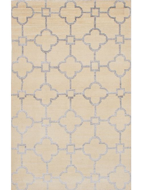 Indian La Seda 4'11" x 7'9" Hand-knotted Silk, Wool Rug 