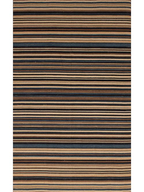 Indian Manhattan 4'7" x 7'7" Flat-Weave Wool Tapestry Kilim 
