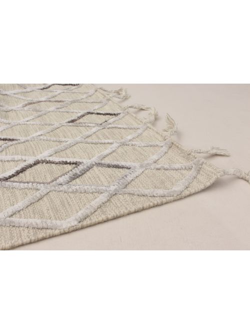 Indian Kalista 7'10" x 9'10" Flat-Weave Silk, Wool Kilim 
