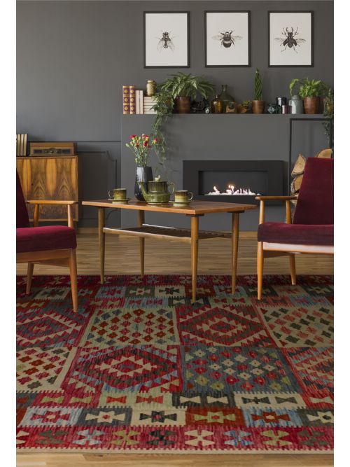 Turkish Sivas Flat-Weave Wool Kilim, 188 x 302 cm