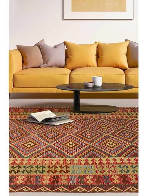Turkish Kashkoli FW 6'8" x 9'11" Flat-Weave Wool Kilim 