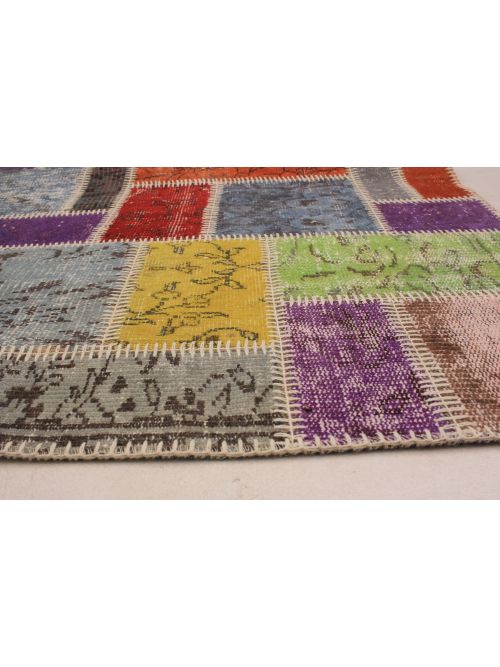 Turkish Color Transition Patchwork Hand-knotted Wool Rug, 175 x 241 cm