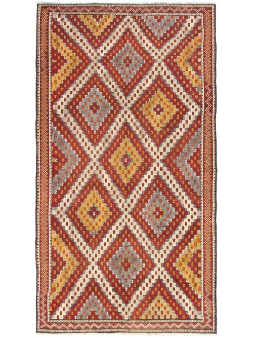 Turkish Yoruk 6'3" x 11'6" Flat-Weave Wool Tapestry Kilim 