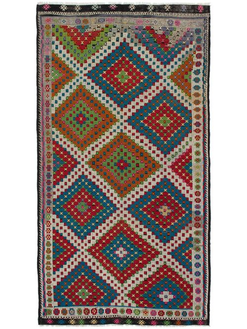 Turkish Yoruk 5'6" x 10'1" Flat-Weave Wool Tapestry Kilim 