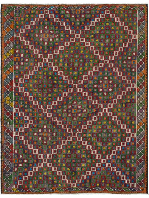 Turkish Yoruk 7'1" x 9'9" Flat-Weave Wool Tapestry Kilim 