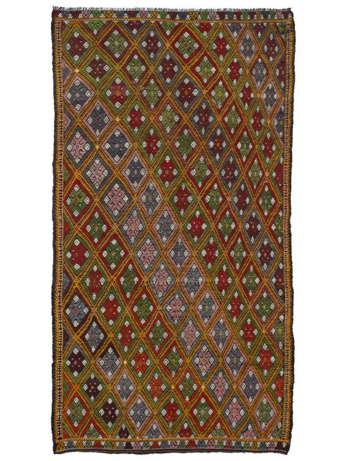 Turkish Yoruk 5'4" x 10'2" Flat-Weave Wool Tapestry Kilim 