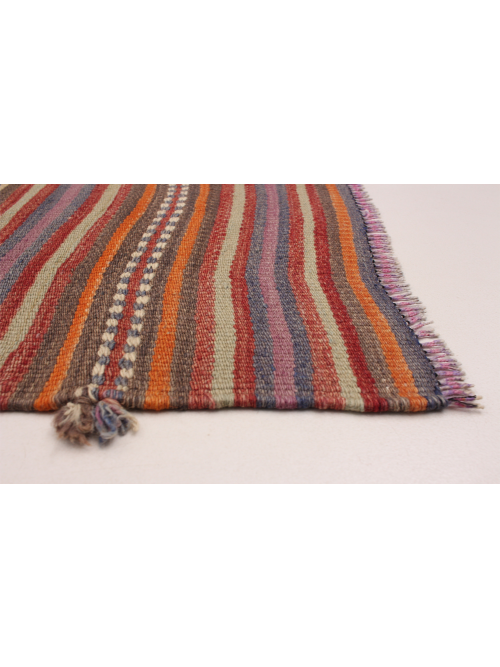 Turkish Boho 4'4" x 10'4" Flat-Weave Wool Kilim 