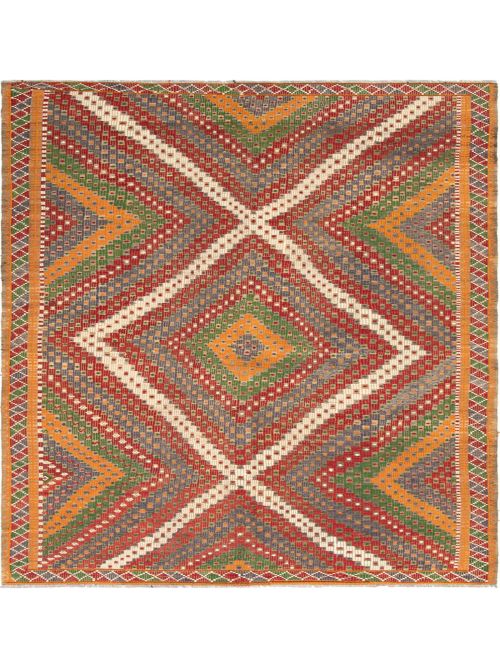 Turkish Yoruk 6'8" x 11'6" Flat-Weave Wool Tapestry Kilim 