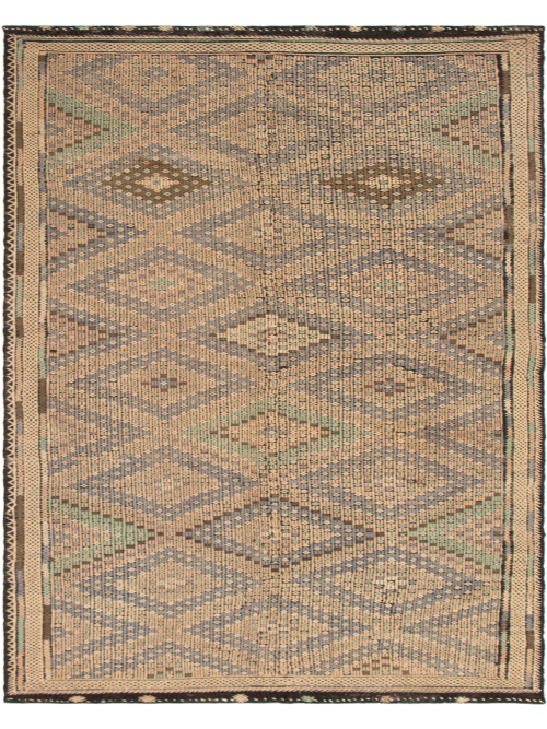 Turkish Yoruk 5'7" x 11'11" Flat-Weave Wool Tapestry Kilim 