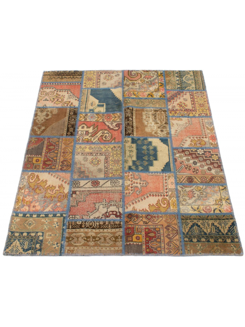 Turkish Vintage Anatolia Patch 6'6" x 7'10" Hand-knotted Wool Rug 