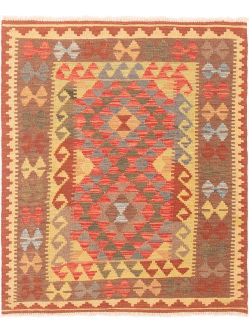 Turkish Kashkoli FW 3'3" x 3'11" Flat-Weave Wool Kilim 