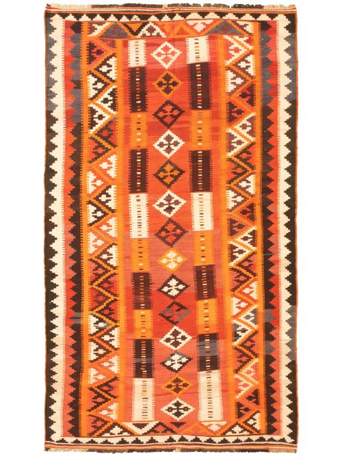 Turkish Kashkoli FW 5'2" x 9'8" Flat-Weave Wool Kilim 