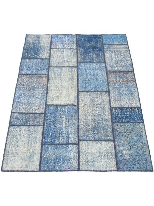 Turkish Color Transition Patchwork 5'7" x 7'10" Hand-knotted Wool Rug 