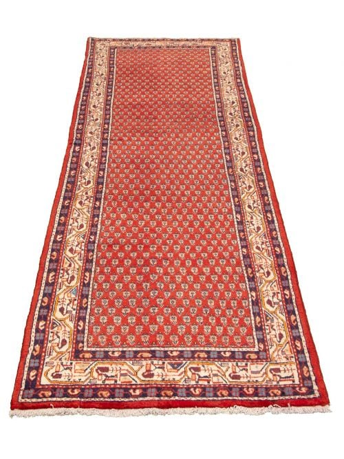 Indian Royal Sarough 3'5" x 10'1" Hand-knotted Wool Red Rug