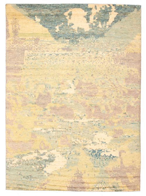 Pakistani Abstract Lahore Legacy 9'4" x 12'9" Hand-knotted Wool Khaki Rug