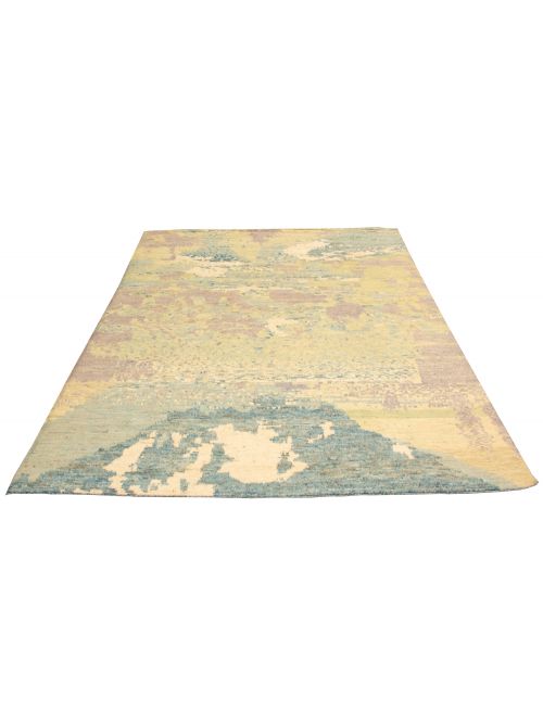 Pakistani Abstract Lahore Legacy 9'4" x 12'9" Hand-knotted Wool Khaki Rug