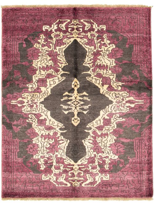 Indian Jules Oushak 5'7" x 7'4" Hand-knotted Silk Rug 