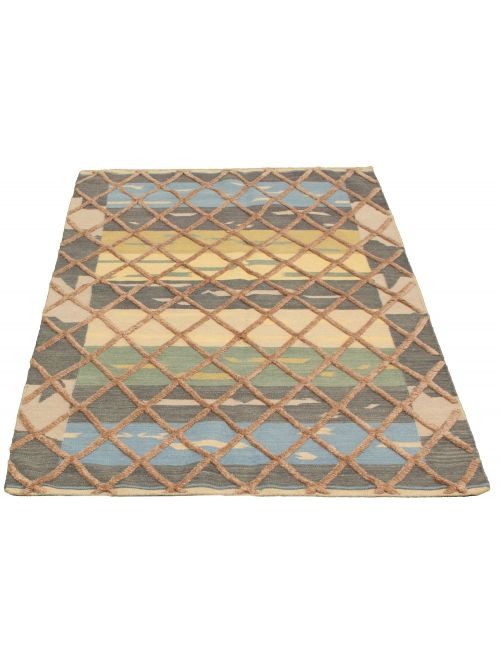 Indian Cambridge 5'0" x 7'10" Flat-Weave Wool Kilim 