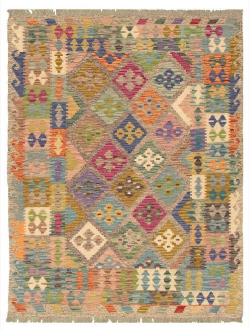 Kilim vif et coloré 5'0" x 6'6" en laine