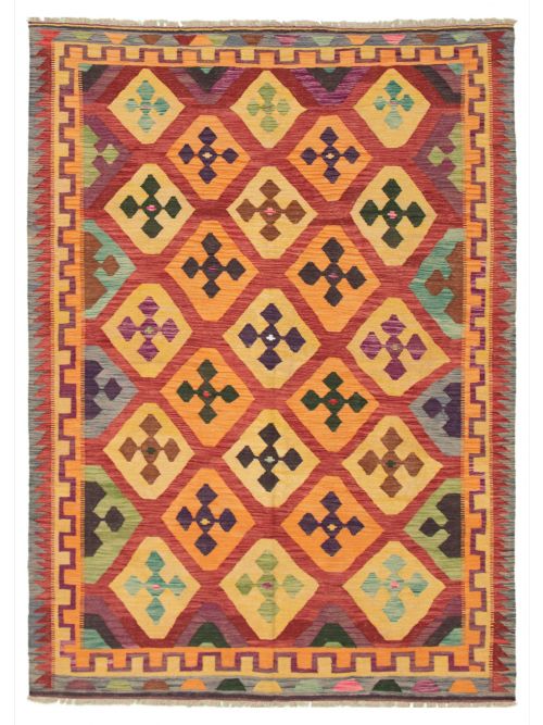 Turkish Old Style 6'10" x 9'10" Flat-Weave Wool Kilim 