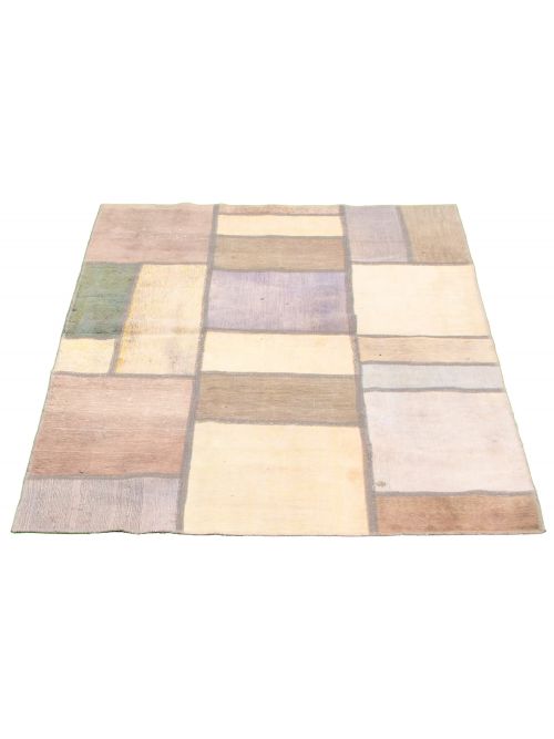 Turkish Color Transition Patchwork 4'6" x 6'4" Hand-knotted Cotton Rug 